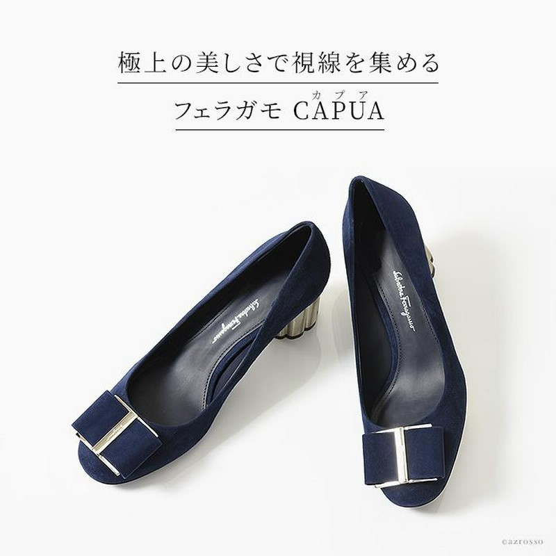 フェラガモ パンプス CAPUA フラワーヒール グレー-