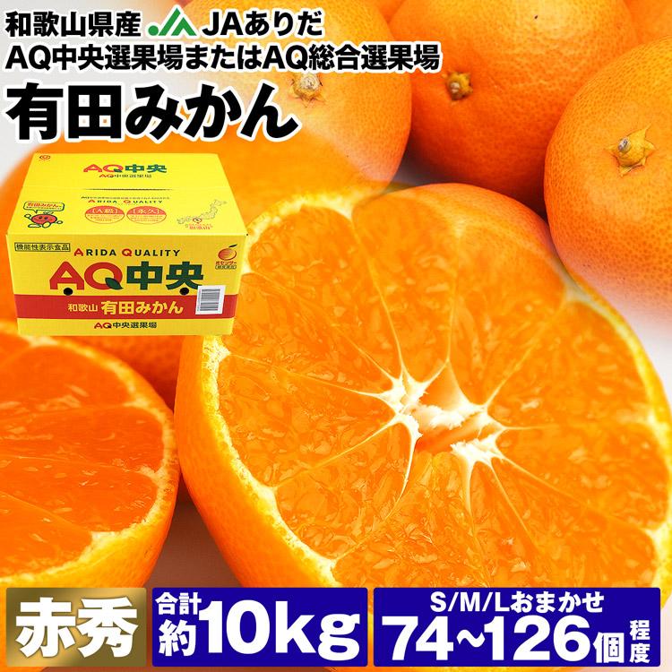 有田みかん みかん 10kg 和歌山県産 赤秀品 74〜126玉程度 S M Lサイズ JAありだ 高糖度 常温便 同梱不可 指定日不可 ミカン 蜜柑