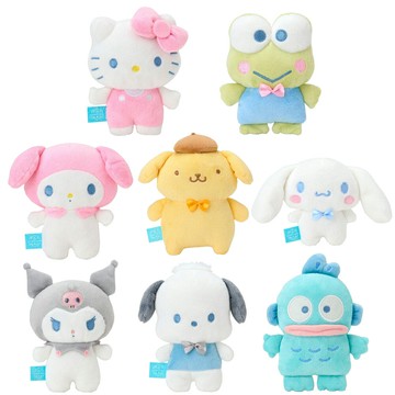 真愛日本 凱蒂貓kitty 美樂蒂 布丁狗 帕洽狗 醜魚漢頓 可水洗 BABY 棉柔娃娃 鈴鐺 安撫娃娃 抱枕 KD73