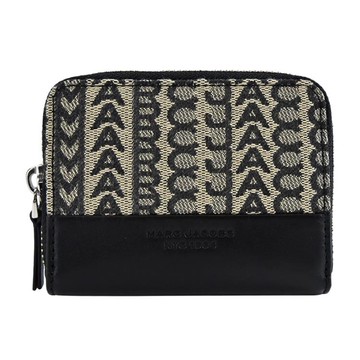 MARC JACOBS THE MONOGRAM緹花拉鍊卡片零錢包-黑_廠商直送