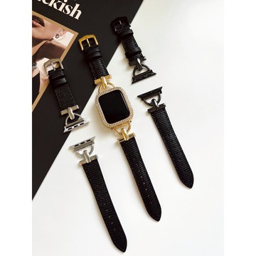 【當天寄出｜10代適用】設計感扣環Apple Watch皮革錶帶9 8代 SE 45 44 41 40mm