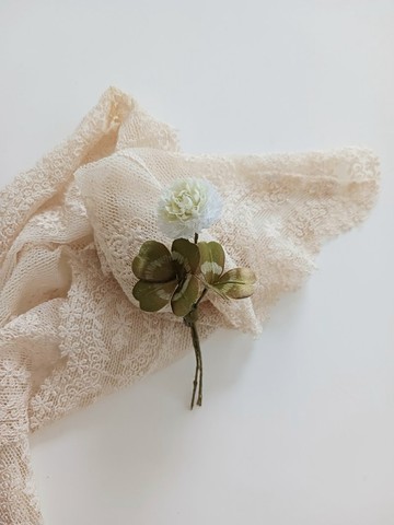 染布花*質感白三葉草與四葉草胸花