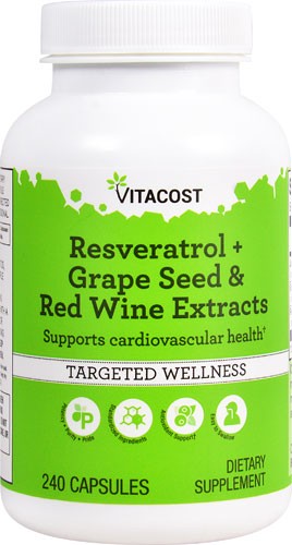 Vitacost Resveratrol + Grape Seed & Red Wine Extracts 240 Capsules