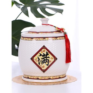 景德鎮陶瓷米缸10/20/25/30/斤帶蓋防潮防蟲密封家用米桶儲米箱罐