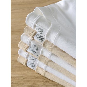 （買一送一）210g重磅純棉短袖T恤男女精梳棉圓領寬松白色打底衫