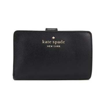 KATE SPADE Staci 防刮皮革釦式中夾(黑色)