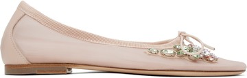 Simone Rocha 粉色 Embellished Flower Mesh 芭蕾鞋