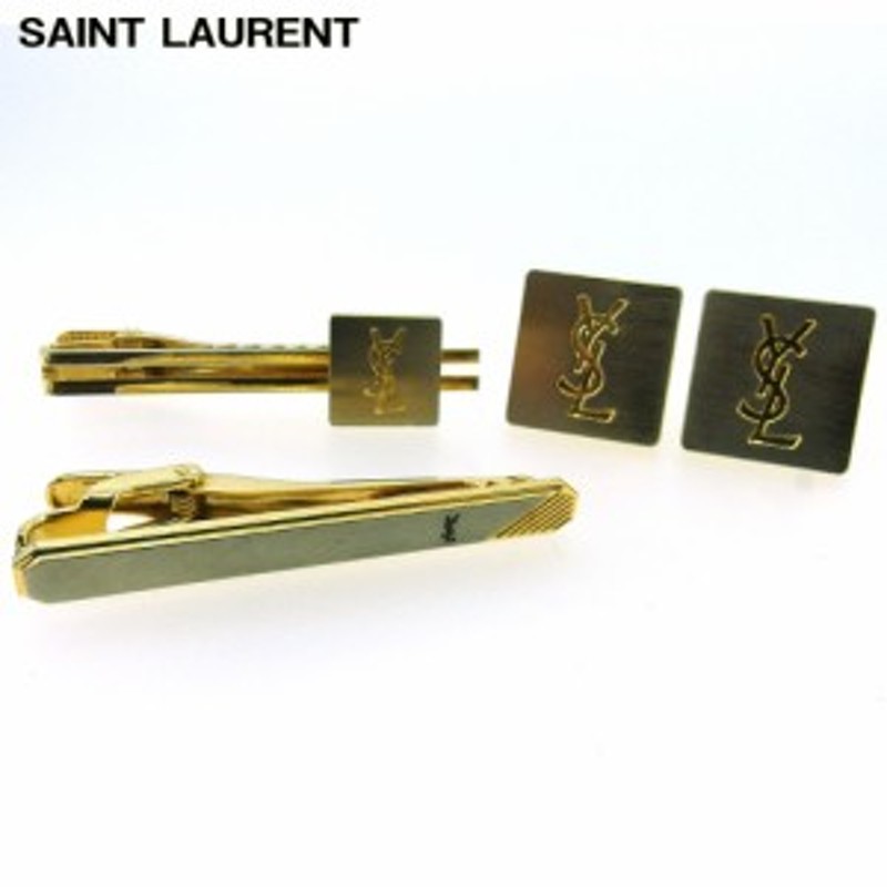 YvesSaint Laurent ネクタイピン シルバー オニキス YSLロゴ - 小物