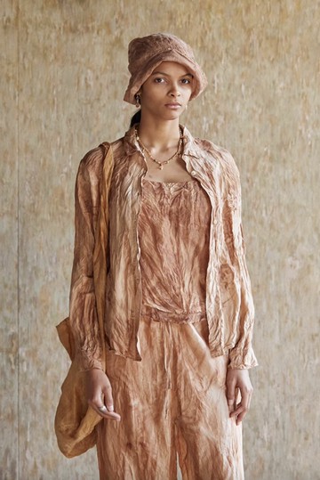 復古文青 真絲植物染襯衫 桑蠶絲襯衣