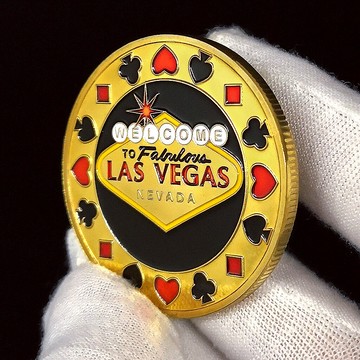 美國拉斯維加斯撲克籌碼硬幣幸運幣壓牌器把玩外國紀念章好運禮品