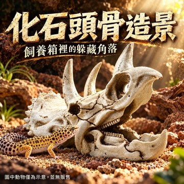 PJ小舖 爬蟲 造景裝飾 爬寵 魚缸水族 恐龍化石造型 三角龍 頭骨 骨頭 蜥蜴守宮躲藏躲避模型雕像動物頭