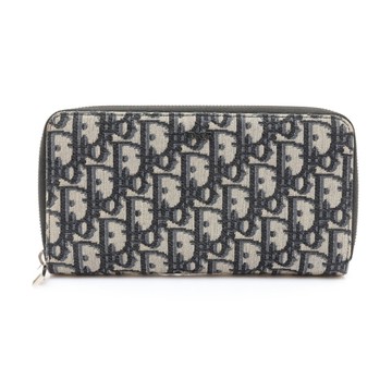Dior 迪奧 藍色 緹花帆布 拉鍊 長夾 二手精品 【二手名牌BRAND OFF】