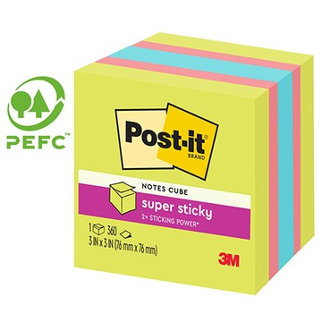 3M Post-it利貼狠黏彩磚便條紙/2027-SSGFA/76x76mm/360張/3色/包
