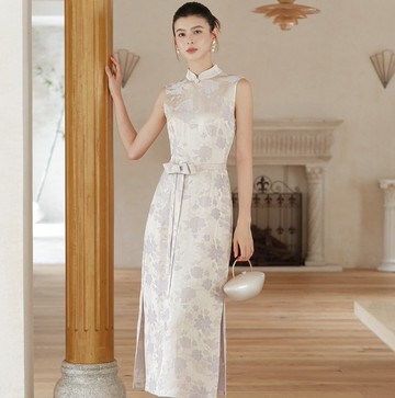 【煙紫人絲】新中式復古中國風 提花收腰/改良旗袍