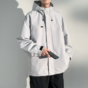 秋季新品情侶外套男時尚潮流寬松連帽茄克衫風衣工裝沖鋒衣男工廠鑫弘-衣錦男裝