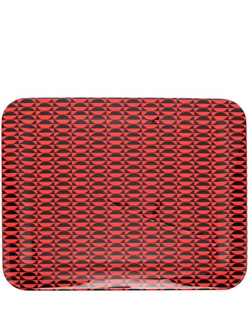Fornasetti - geometric-print wood tray - unisex - Wood/Acrylic - One Size - Red