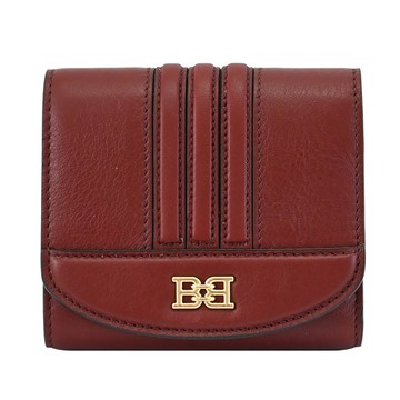 BALLY 6239258 BLESSY 金屬LOGO釦式三折零錢短夾.深紅