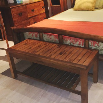 【吉迪市100%全柚木家具】UNC7-38 柚木長方穿鞋椅 層架 置物架