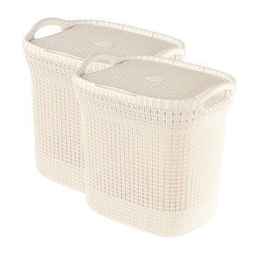 KEYWAY 附蓋藤藝衣物籃40L(2入)洗衣籃GB836
