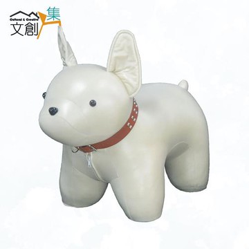 文創集 可愛小法鬥犬造型皮革椅凳(三色可選)