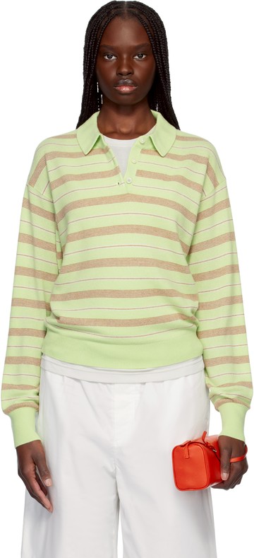 Guest in Residence 绿色 & 驼色 Collegiate Stripe Polo 衫