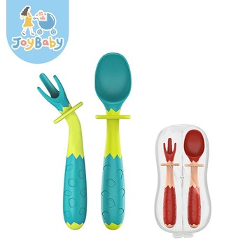 JOYBABY 兒童湯匙叉子組 Hogo禾果 贈收納盒 可彎曲學習餐具 防卡喉設計湯勺組