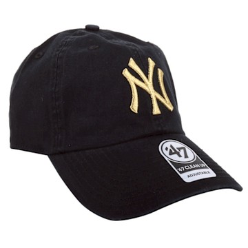 NEW ERA  洋基NY 亮金繡線第47章 男棒球帽(黑)