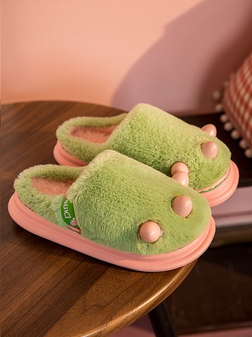 擼貓感棉拖鞋女冬室內防滑保暖情侶厚底踩屎感月子居家用毛拖鞋男