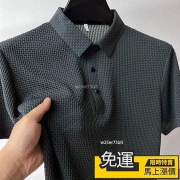 🔥 熱銷🔥冰絲涼感POLO衫 經典素麵短袖POLO衫 涼感衣 排汗衣服 冰絲男士高檔polo衫 短袖T恤 透氣