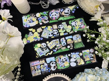 熊貓檸檬 PET 紙膠帶 鐳射銀 特殊工藝