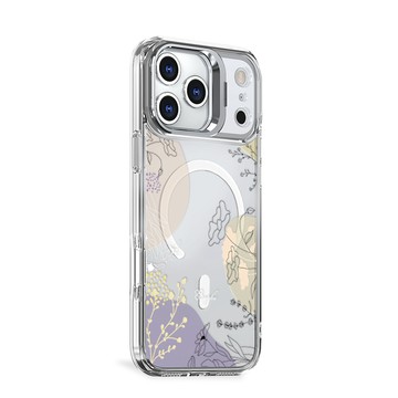 APBS iPhone 18/17/16/15/14/13/12系列 防震雙料隱形立架磁吸手機殼-幾何花語