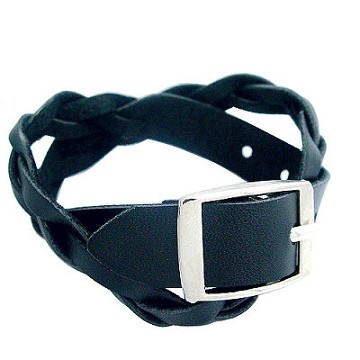 【Charme】韓國新品 編織造型百搭仿皮手環(黑色)