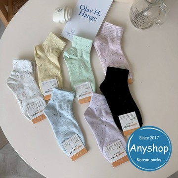 Anyshop韓國襪 彩色點點繽紛踝襪 踝襪 馬卡龍色 點點 素色 中筒襪 韓國襪子 女生襪 女襪33401