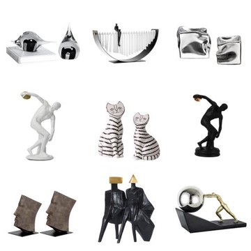 現代簡約歐式輕奢白色藍色樹脂十字架擺件樣板房售樓處軟裝飾品