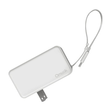 amuok 艾默克 自帶線插頭二合一行動電源 Type-C  DC031  白色