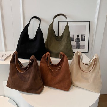 子母托特包．日系簡約素色絨面磁吸大容量手提/肩背包．白鳥麗子