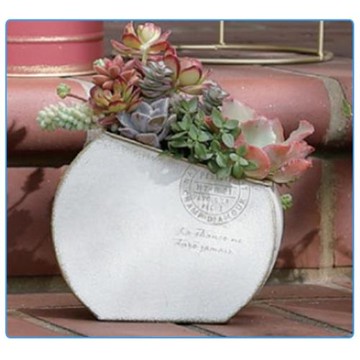 花盆容器ins風鐵質斜口盆 園藝種植盆zakka日式風格 郵戳沖花無洞