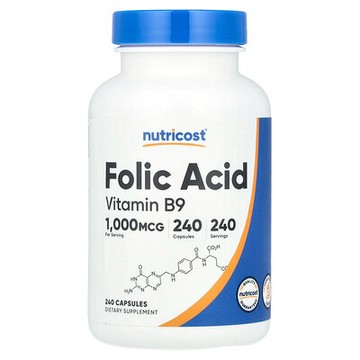 Nutricost, 葉酸，1,000 微克，240 粒膠囊