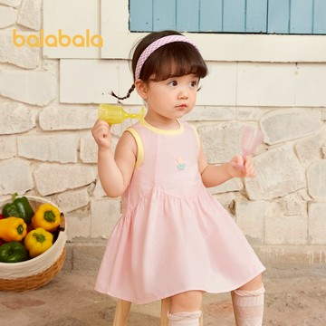 巴拉巴拉女童連衣裙嬰兒連衣裙嬰兒公主裙2024春夏新款兒童甜美