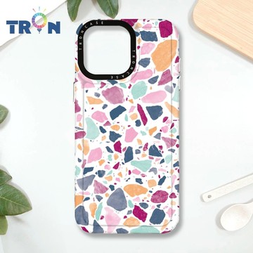 TRON IPHONE 16 PRO MAX 大顆彩色幾何磨石子A款 MAGSAFE 磁吸 防摔 太空殼 透黑 手機殼