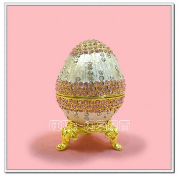 俄羅斯彩錫風格擺設 金屬家居桌面裝飾品擺件 鑲鉆彩蛋 3款顏色
