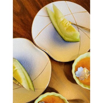 微瑕日式料理餐具陶瓷粉色圓盤多用骨碟桌面擺臺烤肉店餐廳酒店