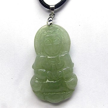 高冰淡綠招財觀音 天然A貨翡翠墜鍊玉墜子項鍊AA03