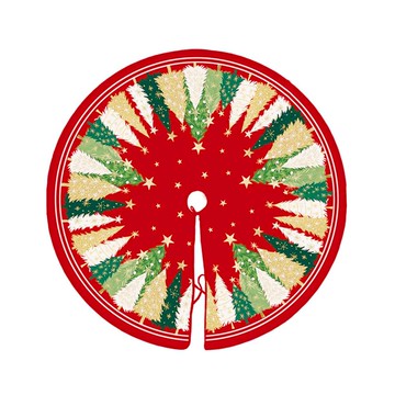 摩達客 耶誕樹裙 014號紅綠短毛絨印花聖誕樹裙90cm 聖誕樹裝飾底墊