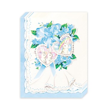 愛心兔造型便條紙 (藍色)