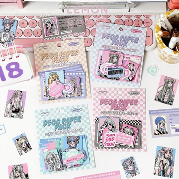 🍋檸檬青🍋清倉現貨心動誓言系列4款40張入卡通甜酷少女貼紙素材包手賬裝飾素材