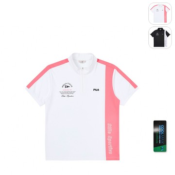【FILA】男性 短袖半門襟T恤-白色 1TEZ-1731-WT