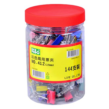 Life 徠福 彩色兩用票夾 NO.412 10色  19mm  144支  1組