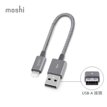超熱銷 Moshi Integra™ 強韌系列 Lightning to USB-A 耐用編織充電線（0.25 m，需搭配 USB-A 充電器）iPhone / iPad 全系列 Apple蘋果 MFi認證 短線 行動電源