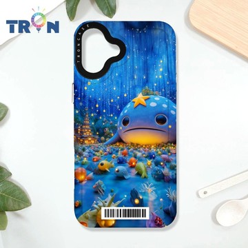 TRON iPhone 16 PLUS 奇幻大鯨魚 防摔太空載具殼 透白 軟硬 手機殼